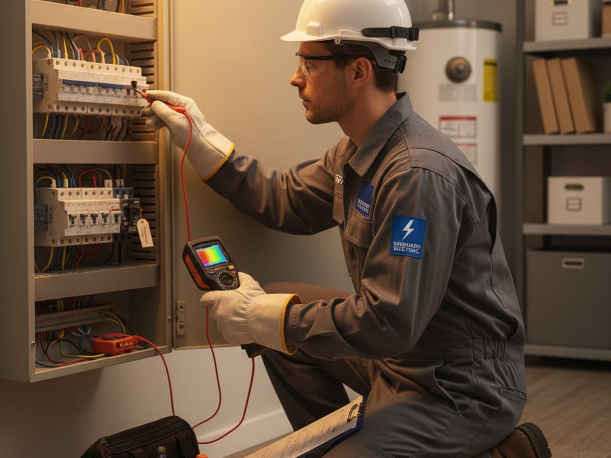 Licensed electrician performing emergency safety inspection