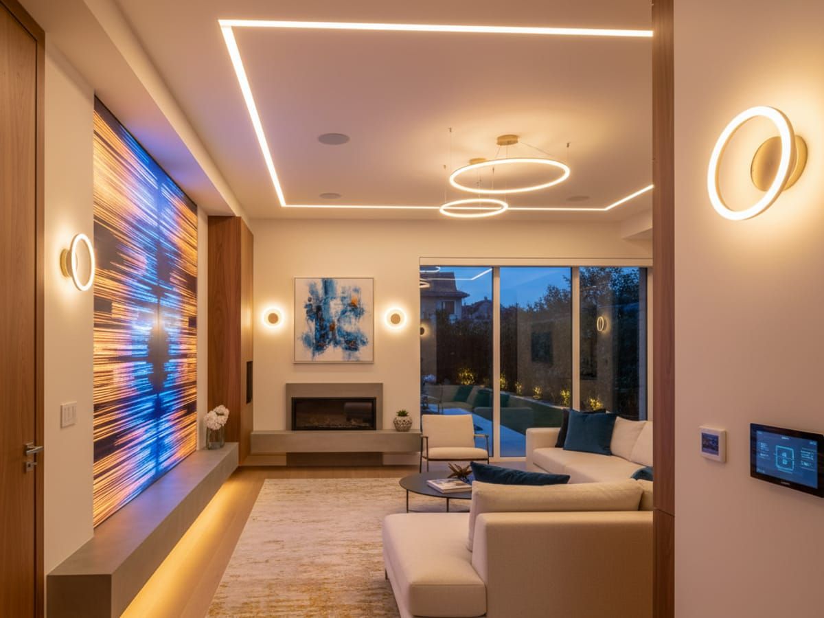 Modern LED lighting and smart home automation in Sonoma County residence